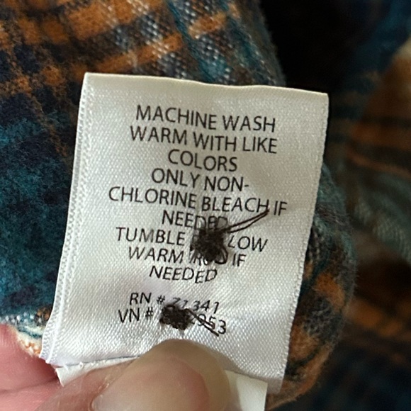 L.L. Bean Signature Blue & Orange 100% Cotton Flannel Shirt Sz: MR Slim Fit - Picture 6 of 8